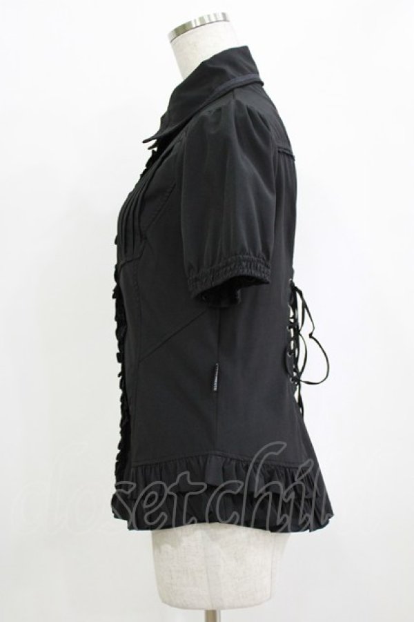 画像2: Ozz oneste / 薔薇刺繍タックフリルブラウス  ブラック H-25-12-24-1054-OO-BL-KB-ZH (2)