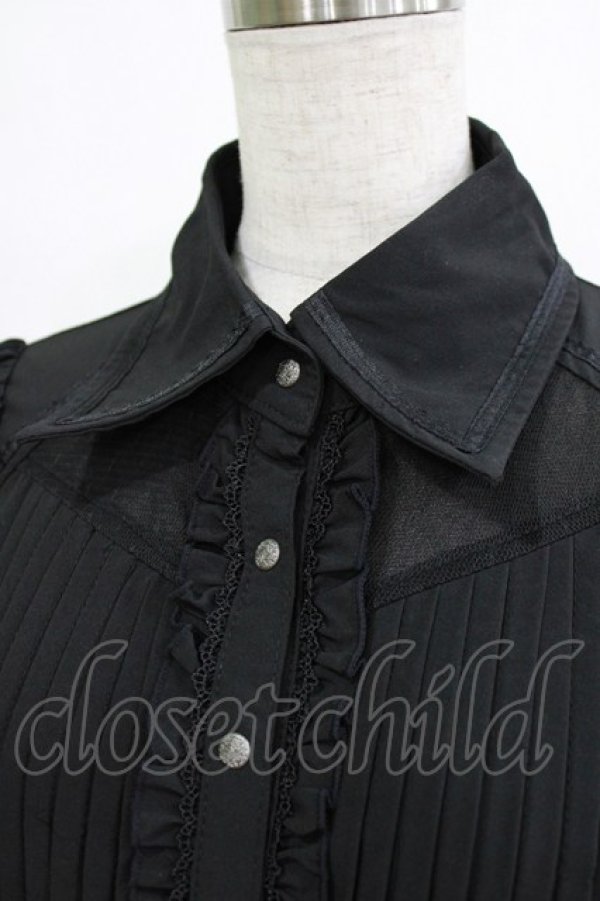 画像4: Ozz oneste / 薔薇刺繍タックフリルブラウス  ブラック H-25-12-24-1054-OO-BL-KB-ZH (4)