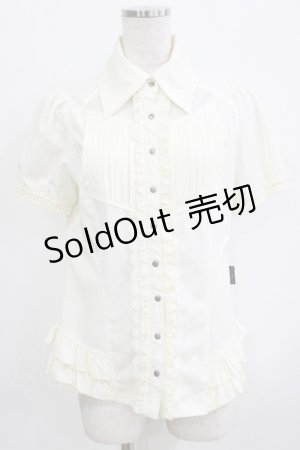 画像: Ozz oneste / 薔薇刺繍タックフリルブラウス  アイボリー H-25-12-24-1055-OO-BL-KB-ZH