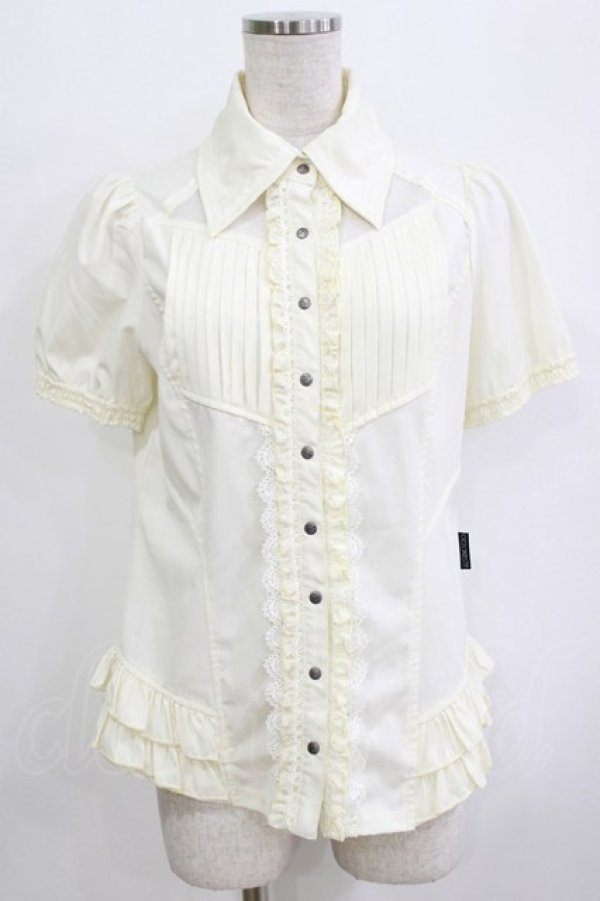 画像1: Ozz oneste / 薔薇刺繍タックフリルブラウス  アイボリー H-25-12-24-1055-OO-BL-KB-ZH (1)