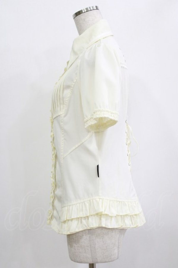 画像2: Ozz oneste / 薔薇刺繍タックフリルブラウス  アイボリー H-25-12-24-1055-OO-BL-KB-ZH (2)