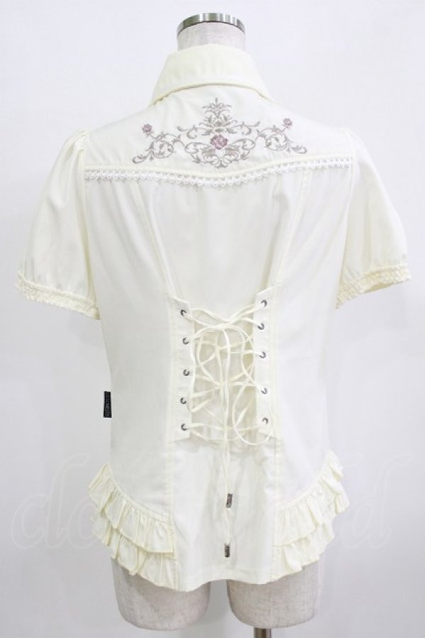 画像3: Ozz oneste / 薔薇刺繍タックフリルブラウス  アイボリー H-25-12-24-1055-OO-BL-KB-ZH (3)