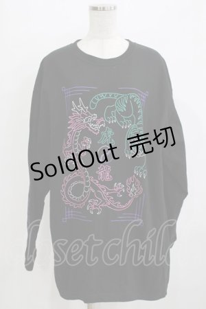 画像: LISTEN FLAVOR / タイガードラゴンチャイナロンT  ブラック×ピンクドラゴン H-25-12-24-1060-PU-TO-KB-ZH