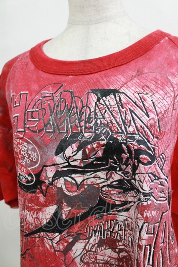 画像5: h.ANARCHY / ダメージカスタムTシャツ  レッド H-25-12-24-1064-HN-TO-KB-ZH (5)