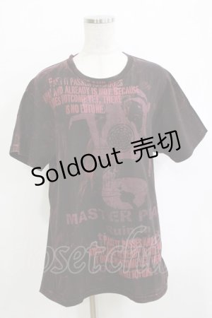 画像: HN+DIE / プリントTシャツ  黒×赤系 H-25-12-24-1065-HN-TO-KB-ZT244