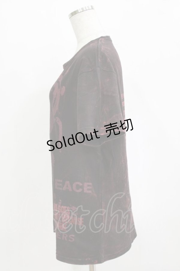 画像2: HN+DIE / プリントTシャツ  黒×赤系 H-25-12-24-1065-HN-TO-KB-ZT244 (2)