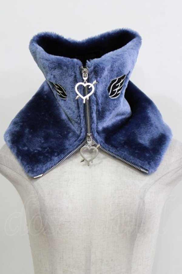 画像1: LISTEN FLAVOR / エンジェルボアジップスヌード  ブルー H-25-12-24-1067-PU-ZA-KB-ZH (1)