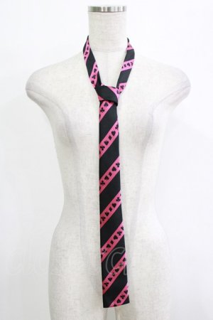 画像: PEACE NOW / ジャガードネクタイ  トランプ/黒×ピンク H-25-12-24-1072-PU-ZA-KB-ZH