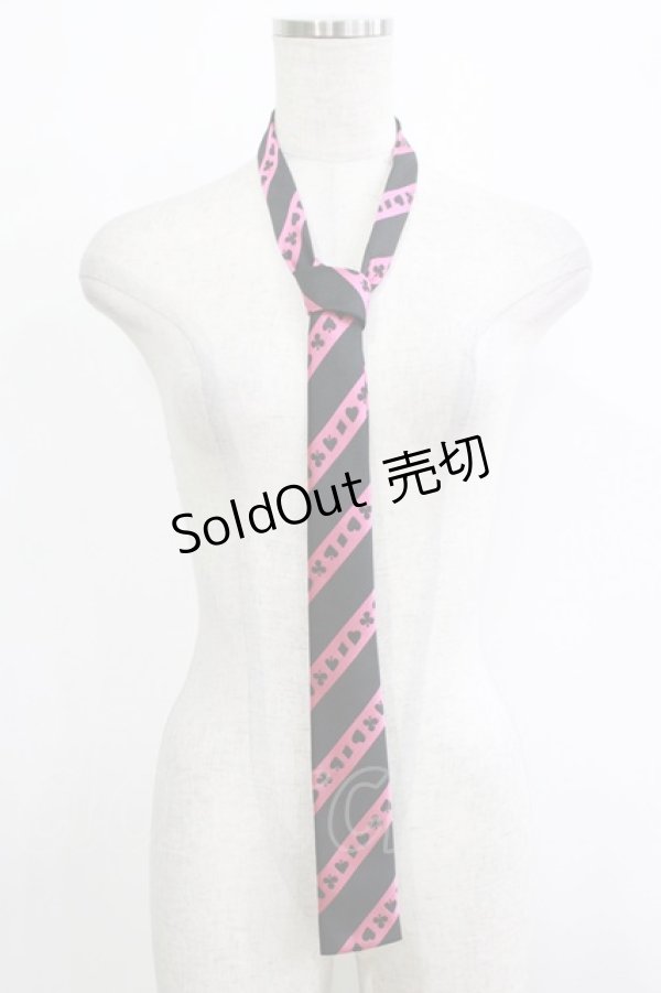 画像1: PEACE NOW / ジャガードネクタイ  トランプ/黒×ピンク H-25-12-24-1072-PU-ZA-KB-ZH (1)