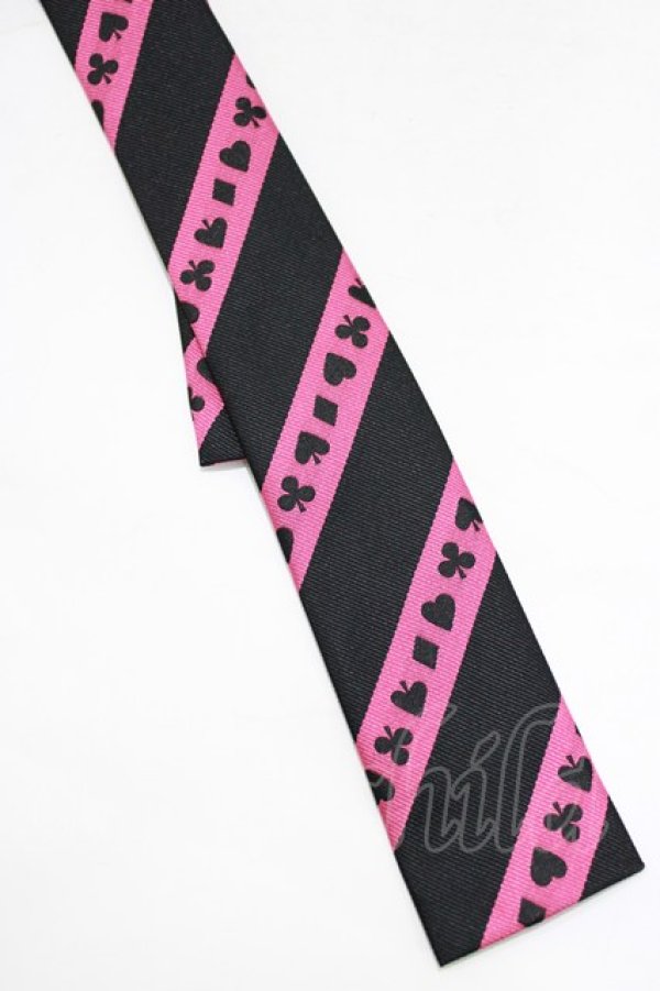 画像2: PEACE NOW / ジャガードネクタイ  トランプ/黒×ピンク H-25-12-24-1072-PU-ZA-KB-ZH (2)