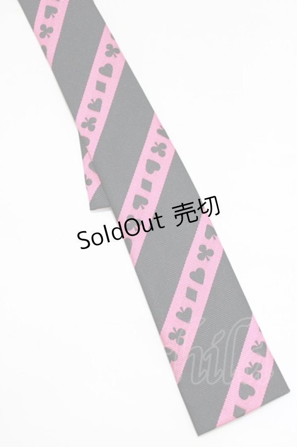画像2: PEACE NOW / ジャガードネクタイ  トランプ/黒×ピンク H-25-12-24-1072-PU-ZA-KB-ZH (2)