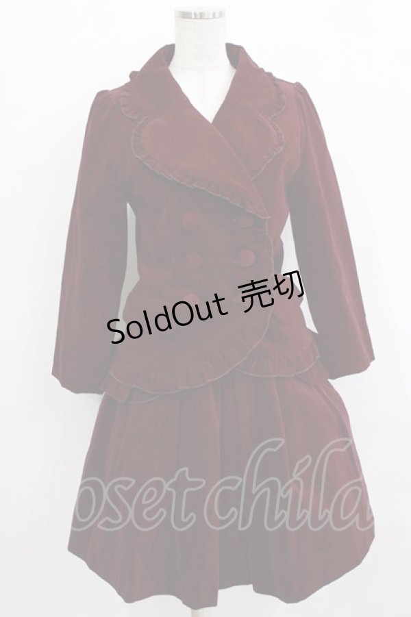 画像1: BPN / 別珍フリルジャケット＆スカート  ワイン H-25-12-24-1008-GO-JA-KB-ZH (1)