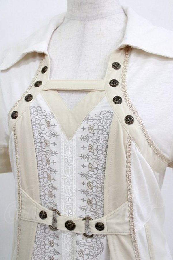 画像4: Ozz oneste / 薔薇刺繍レイヤード風ワンピース  アイボリー H-25-12-24-1010-OO-OP-KB-ZH (4)