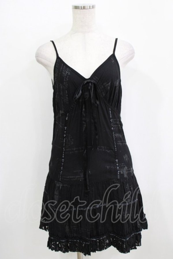 画像1: h.naoto Blood / プリントキャミワンピース  ブラック H-25-12-24-1011-HN-OP-KB-ZH (1)