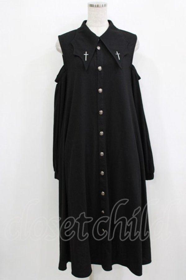 画像1: SEX POT ReVeNGe / 肩開きシャツワンピ M 黒 H-25-12-24-1012-SP-OP-KB-ZH (1)