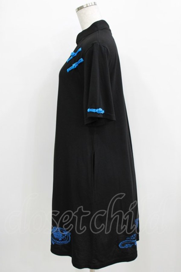 画像2: LISTEN FLAVOR / ドラゴンシュアンシーチャイナワンピ  ブラック×ブルー H-25-12-24-1013-PU-OP-KB-ZH (2)