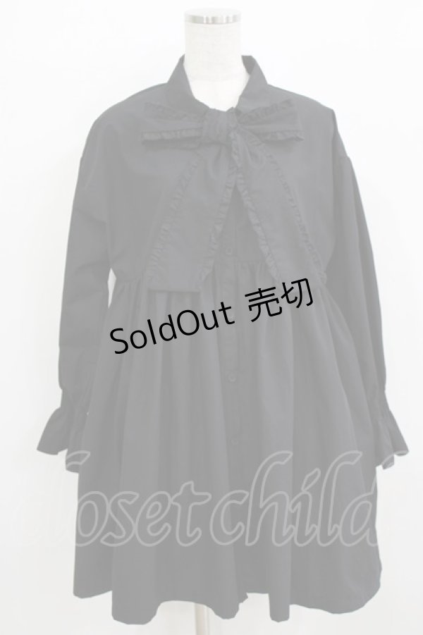 画像1: merry jenny / タイリボンミニワンピース F ブラック H-25-12-24-1014-LO-OP-KB-ZH (1)