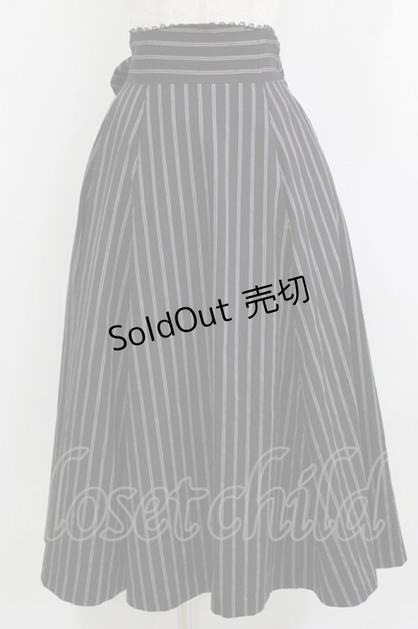 画像1: Sheglit / ストライプバッスルスカート M 黒 H-25-12-24-1015-EL-SK-KB-ZH (1)