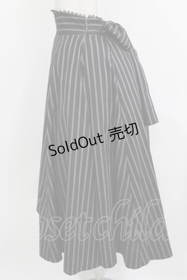 画像2: Sheglit / ストライプバッスルスカート M 黒 H-25-12-24-1015-EL-SK-KB-ZH (2)