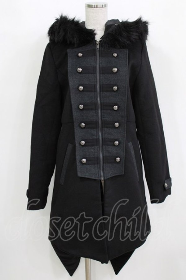 画像1: ALGONQUINS / ナポレオンボタンコート F 黒 H-25-12-24-1016-AL-CO-KB-ZH (1)