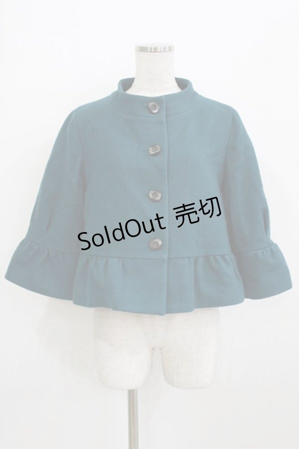 画像1: Jane Marple Dans Le Salon / ブラッシュドメルトンのケープジャケット  ピーコックブルー H-25-12-24-1017-JM-JA-KB-ZH (1)