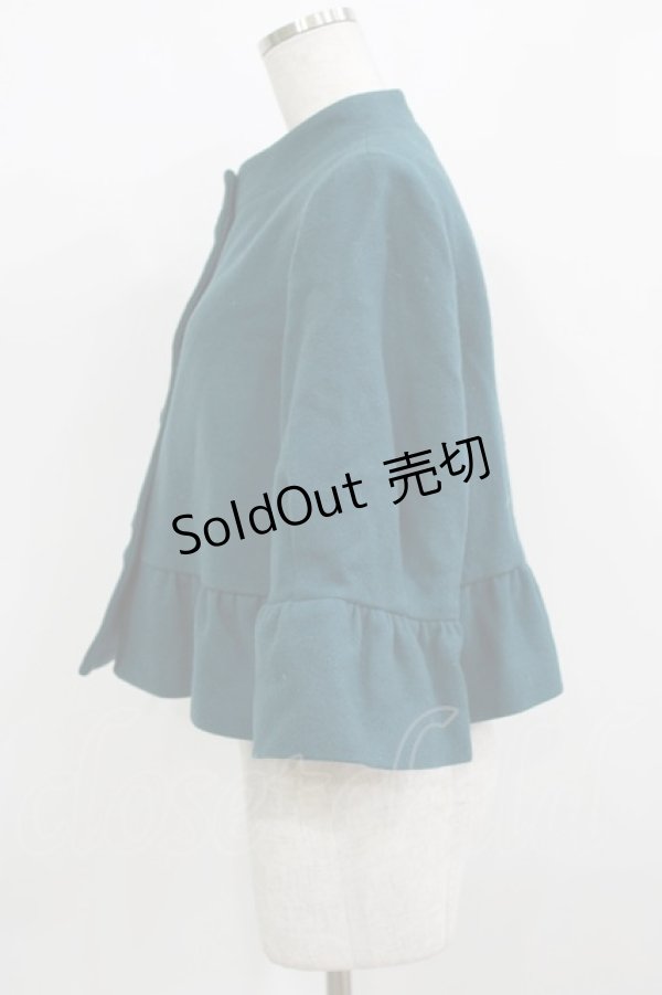 画像2: Jane Marple Dans Le Salon / ブラッシュドメルトンのケープジャケット  ピーコックブルー H-25-12-24-1017-JM-JA-KB-ZH (2)