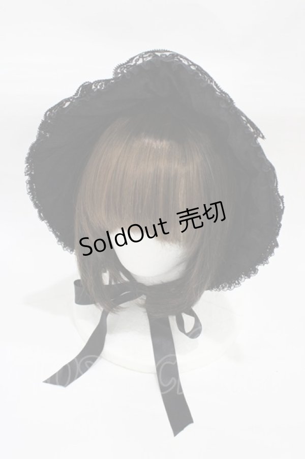 画像1: metamorphose / 総レースボンネット  ブラック H-25-12-24-009-ME-AC-NS-ZH (1)