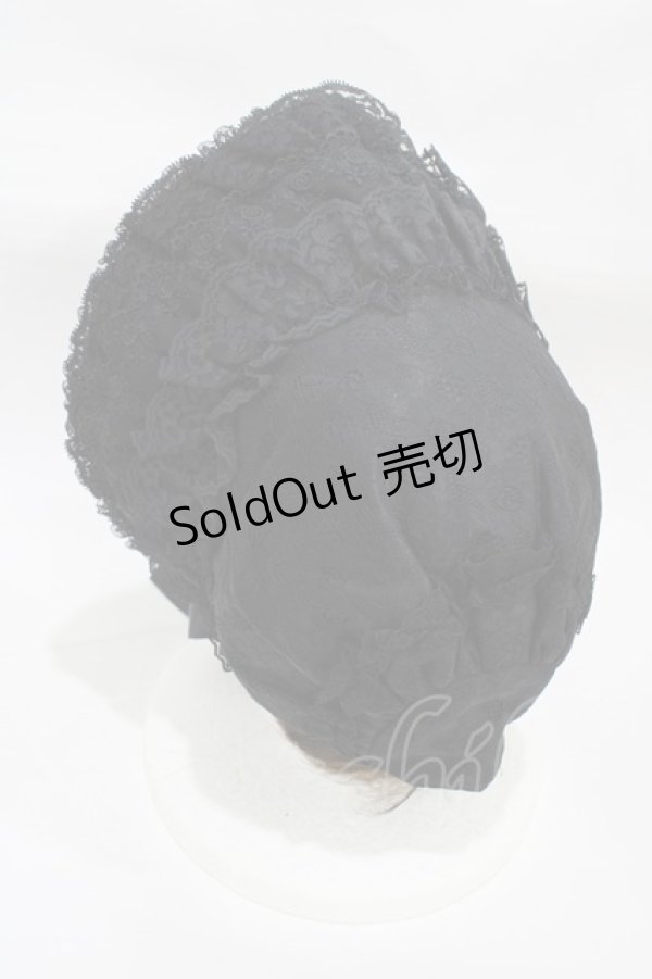 画像2: metamorphose / 総レースボンネット  ブラック H-25-12-24-009-ME-AC-NS-ZH (2)