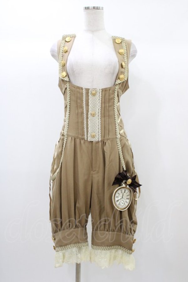 画像1: ALICE and the PIRATES / 時計ウサギのサロペット Free ベージュ H-25-12-24-018-PA-OP-NS-ZH (1)