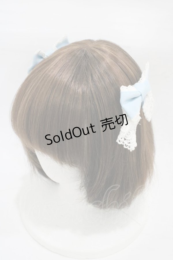 画像1: BABY,THE STARS SHINE BRIGHT / ローズレースのリボンコーム  サックス H-25-12-24-003-BA-AC-NS-ZH (1)