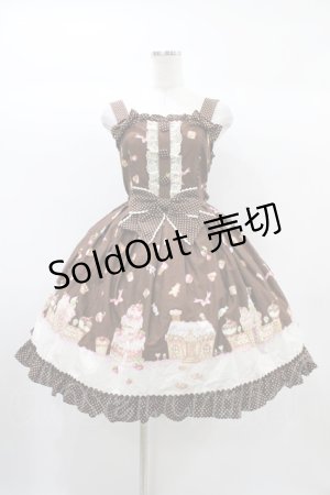 画像: Angelic Pretty / お菓子の国シャーリングジャンパースカート Free ブラウン H-25-12-24-022-AP-OP-NS-ZH