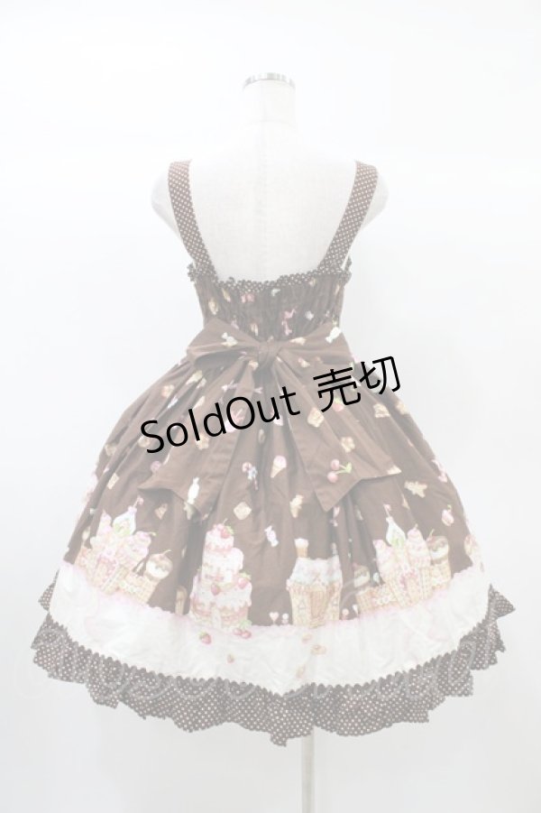 画像2: Angelic Pretty / お菓子の国シャーリングジャンパースカート Free ブラウン H-25-12-24-022-AP-OP-NS-ZH (2)