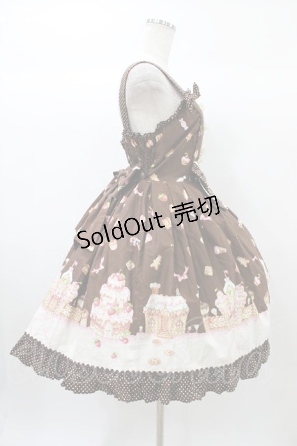 画像3: Angelic Pretty / お菓子の国シャーリングジャンパースカート Free ブラウン H-25-12-24-022-AP-OP-NS-ZH (3)
