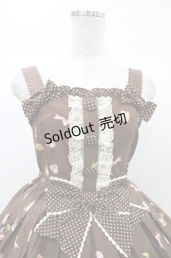 画像4: Angelic Pretty / お菓子の国シャーリングジャンパースカート Free ブラウン H-25-12-24-022-AP-OP-NS-ZH (4)