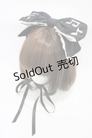 画像: metamorphose / 音符刺繍入りリボンヘッドドレス  ブラック H-25-12-24-004-ME-AC-NS-ZH