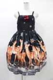 画像1: Pretty Rock Baby（海外ロリータブランド） / snow & deer printジャンパースカート 2 ブラック H-25-12-25-040-LO-OP-NS-ZH (1)