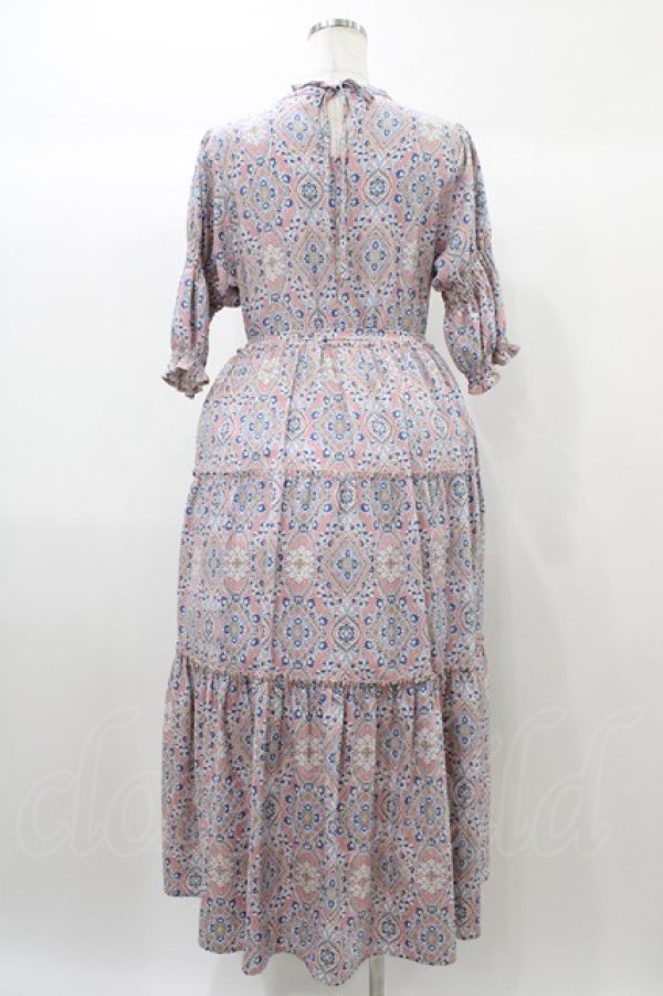 画像2: axes femme / ヴィンテージ花柄切替ワンピース M ピンク H-25-12-25-042-AX-OP-NS-ZH (2)