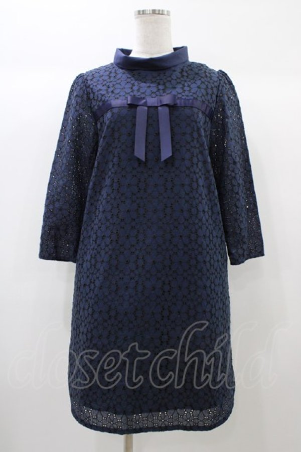 画像1: an another angelus / フラワーレースワンピース Free NAVY H-25-12-25-045-CA-OP-NS-ZH (1)