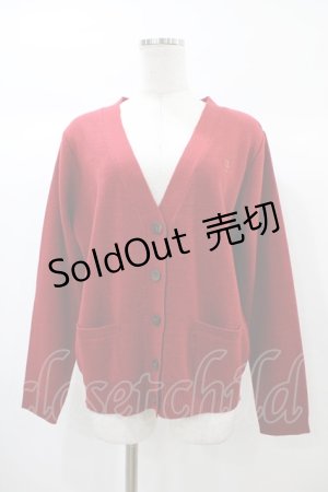 画像: Fi.n.t / Vネックミドル丈カーディガン Free レッド H-25-12-25-058-CA-TO-NS-ZH