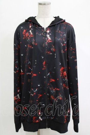 画像: NieR Clothing / 総柄ZIPパーカー  黒×赤 H-25-12-25-1025-PU-TO-KB-ZH