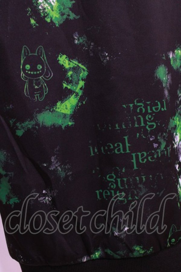 画像4: NieR Clothing / 総柄ZIPパーカー  黒 H-25-12-25-1026-PU-TO-KB-ZH (4)