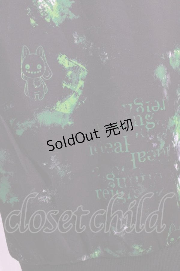 画像4: NieR CLOTHING / 総柄ZIPパーカー  黒 H-25-12-25-1026-PU-TO-KB-ZH (4)