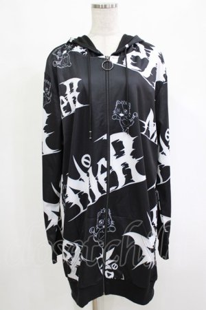画像: NieR Clothing / 総柄ZIPパーカー  黒 H-25-12-25-1027-PU-TO-KB-ZH