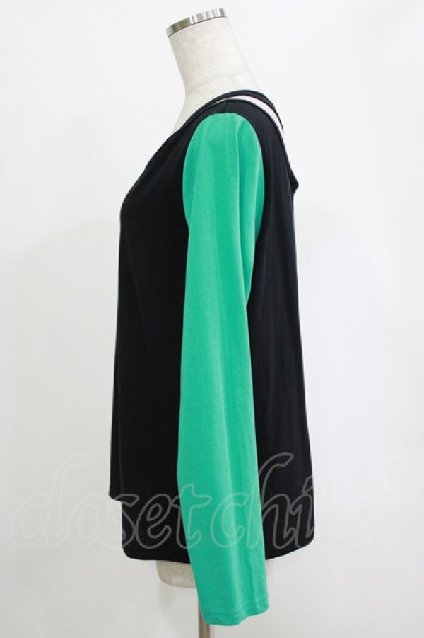 画像2: NieR Clothing / 配色切替カットソー  シエル配色 H-25-12-25-1031-PU-TO-KB-ZH (2)