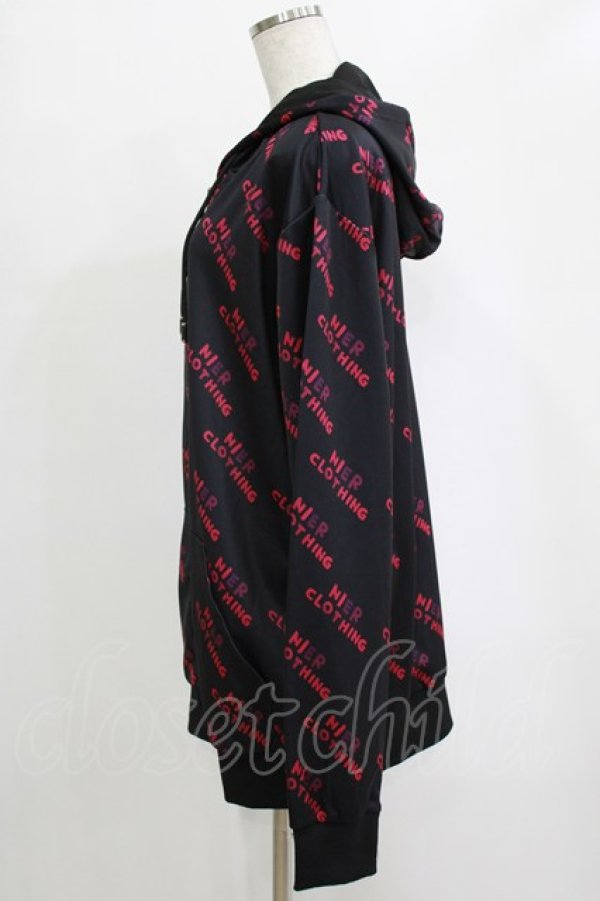 画像2: NieR Clothing / 総柄ZIPパーカー  黒×ピンク H-25-12-25-1035-PU-TO-KB-ZH (2)
