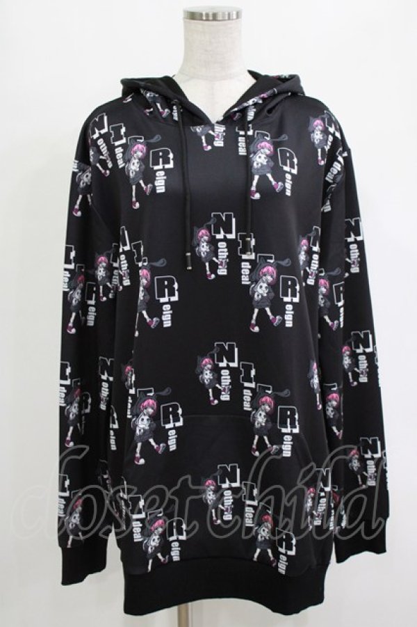 画像1: NieR Clothing / プリントプルパーカー  黒 H-25-12-25-1037-PU-TO-KB-ZH (1)