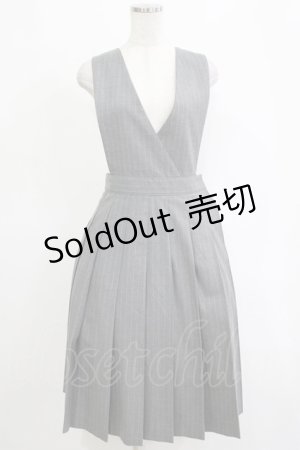 画像: Jane Marple / ストライプジャンパースカート  グレー H-25-12-25-1043-JM-OP-KB-ZH