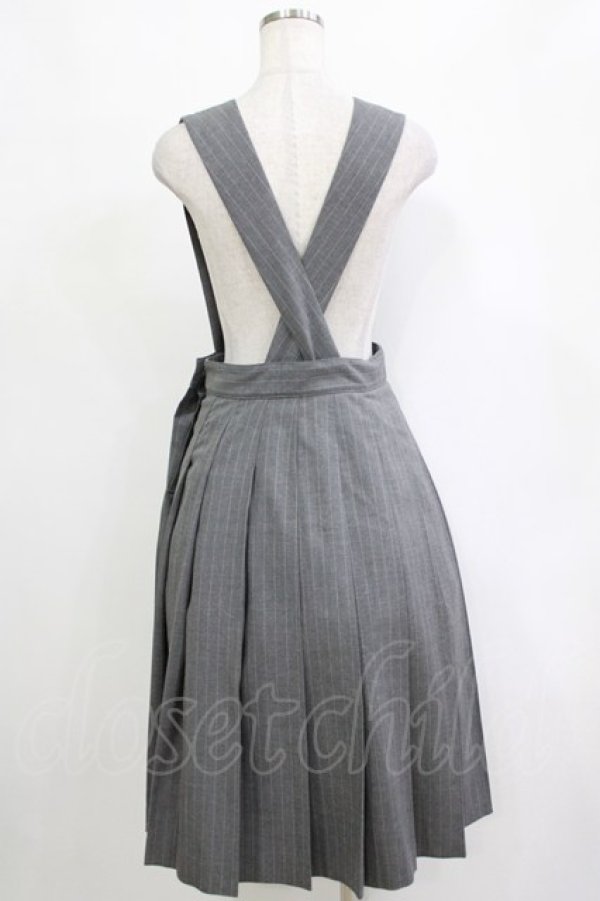 画像3: Jane Marple / ストライプジャンパースカート  グレー H-25-12-25-1043-JM-OP-KB-ZH (3)