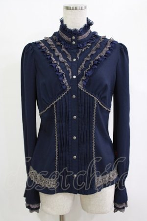 画像: Ozz Croce / レースタックブラウス  ネイビー H-25-12-25-1045-OO-BL-KB-ZH