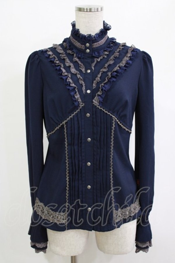 画像1: Ozz Croce / レースタックブラウス  ネイビー H-25-12-25-1045-OO-BL-KB-ZH (1)